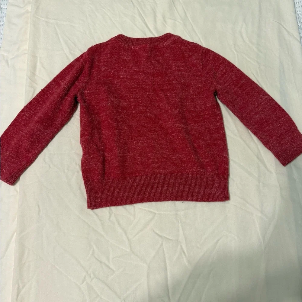 GAP Red Kids Crewneck Sweater with Gold Bear Pin